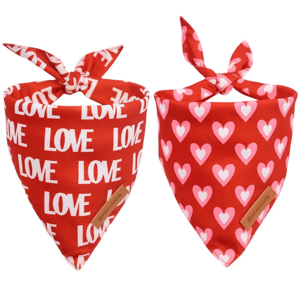 Realeaf Valentine's Dog Triangle Bandanas Size X-Large